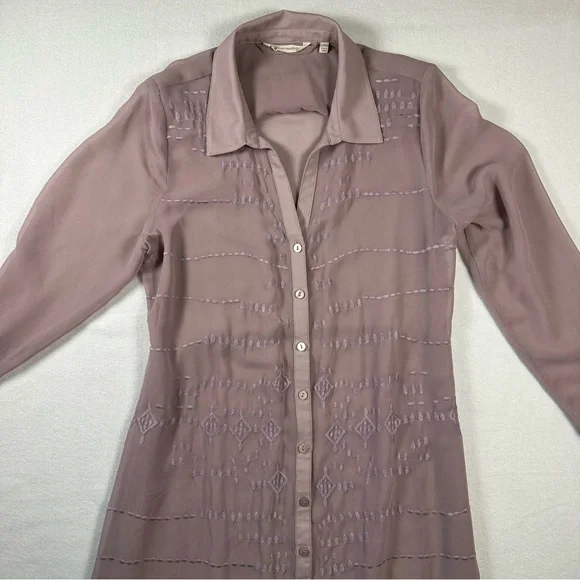 Soft Surroundings Georgette Maxi Dress Mauve Women’s Size Small Embroidered - Picture 2 of 12